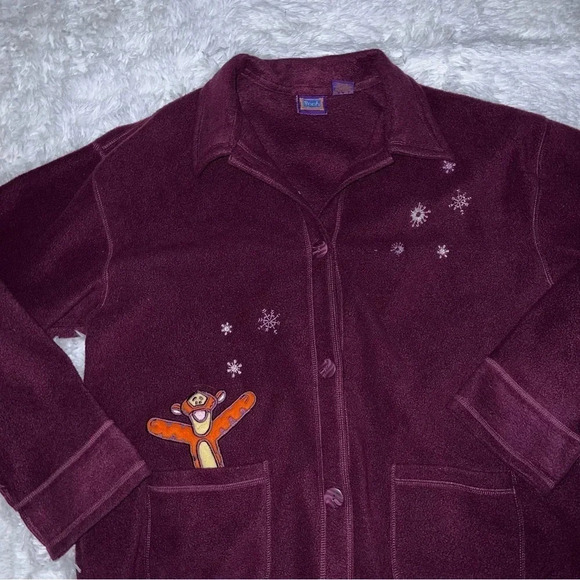 Disney Tigger - Vintage Winnie The Pooh Brand Purple Button Up Fleece size XL - Picture 1 of 5